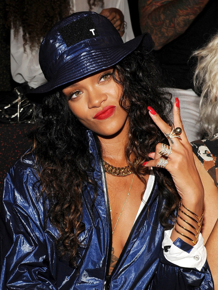 Rihanna at the Alexander Wang Fashion Show during Mercedes-Benz Fashion Week Spring 2015. Rihanna at the Alexander Wang Fashion Show during Mercedes-Benz Fashion Week Spring 2015.