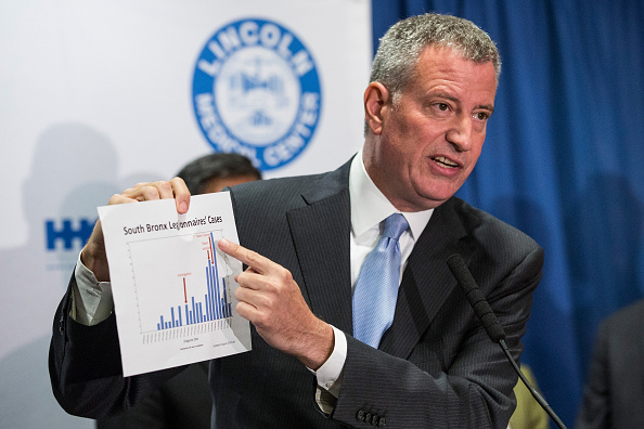 Mayor Bill de Blasio of New York at a press conference on Legionnaires' disease Mayor Bill de Blasio of New York at a press conference on Legionnaires' disease