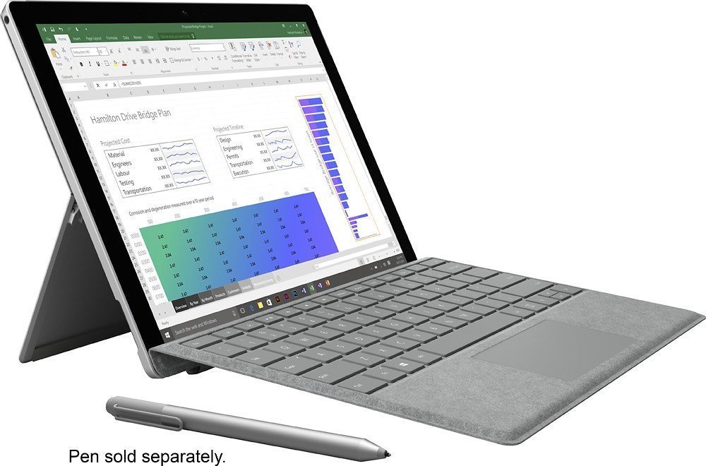 Microsoft Surface Pro 4 (128 GB, 4 GB RAM, Intel Core M) Bundle with Backlit Keyboard - Silver Microsoft Surface Pro 4 (128 GB, 4 GB RAM, Intel Core M) Bundle with Backlit Keyboard - Silver