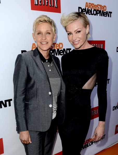 Ellen DeGeneres and Portia de Rossi at the Los Angeles premiere of Netflix's "Arrested Development."
