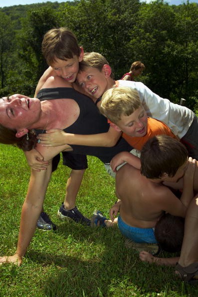 Children playing at a camp for kids with ADHD. 