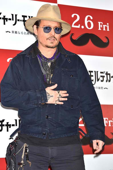 Johnny Depp at the 'Mortdecai' photo call in Tokyo.