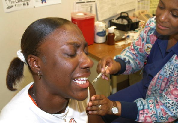 A teenager in Louisiana getting a vaccination. 