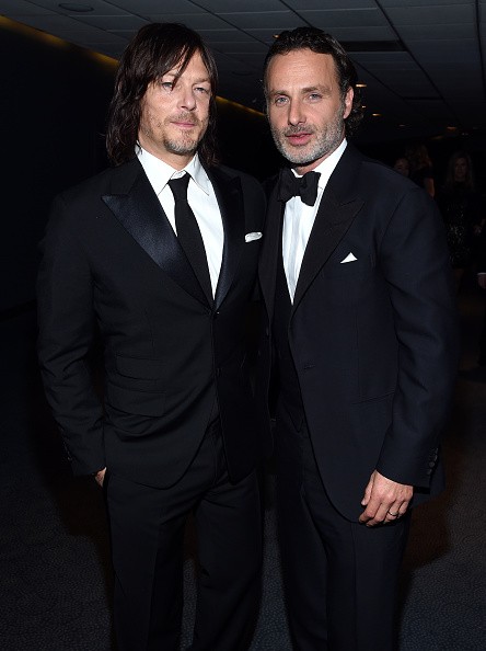 Norman Reedus and Andrew Lincoln at  AMC's "The Walking Dead" season 6 fan premiere.