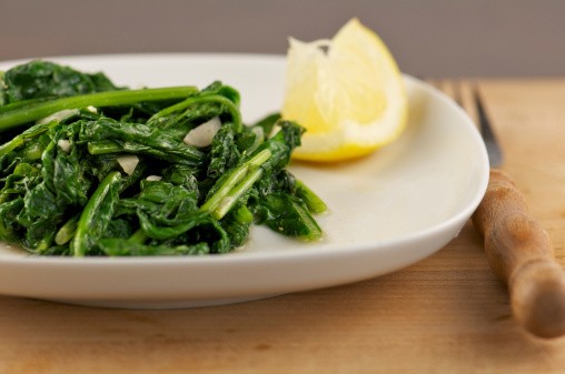 Green leafy vegetables on a plate