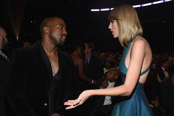 Kanye West and Taylor Swift at 'The 57th Annual GRAMMY Awards - Backstage & Audience'