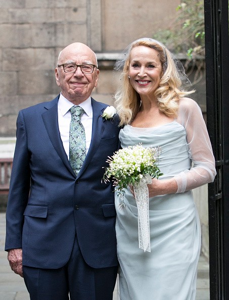 Rupert Murdoch and Jerry Hall seen leaving St Brides Church after their wedding on March 5, 2016 in London, England