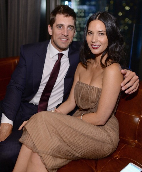 Aaron Rodgers and Olivia Munn at the "Delivery Us from Evil" screening after-party.